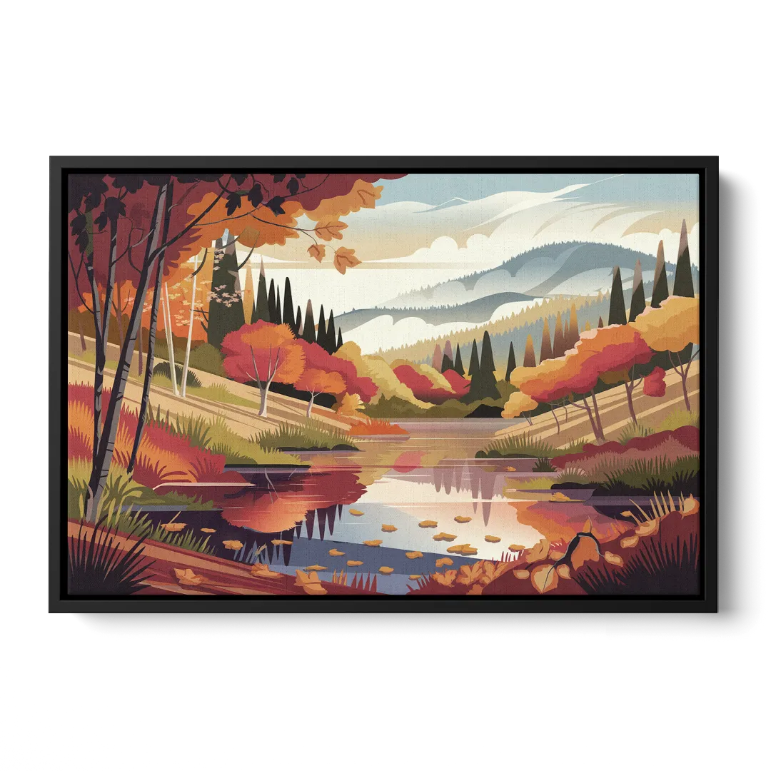 Ashland Fall Foliage Front - Black Canvas Wall Art