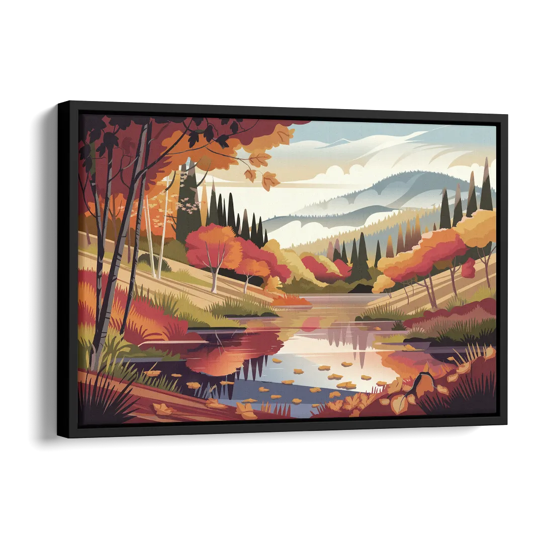 Ashland Fall Foliage Side - Black Canvas Wall Art