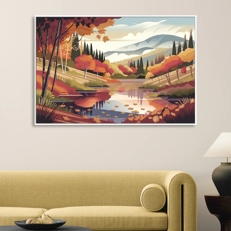 Ashland Fall Foliage Sitting Room - White Canvas Wall Art