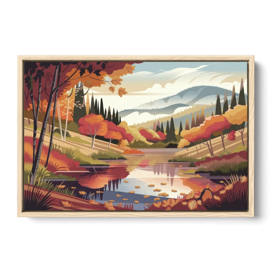 Ashland Fall Foliage - Oak Framed Canvas Wall Art - Front