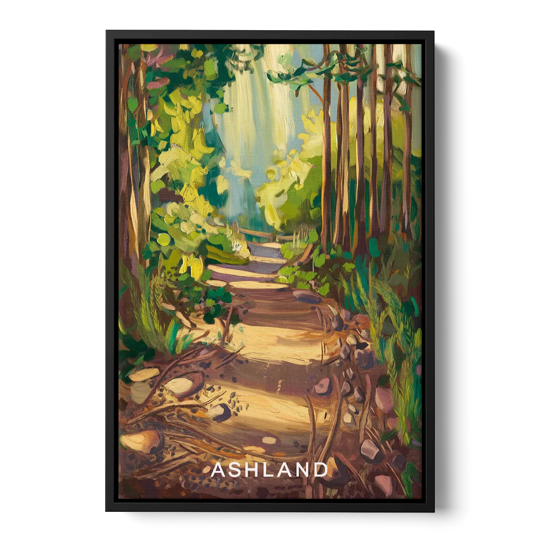 Ashland Hiking Paths Front - Black Canvas Wall Art