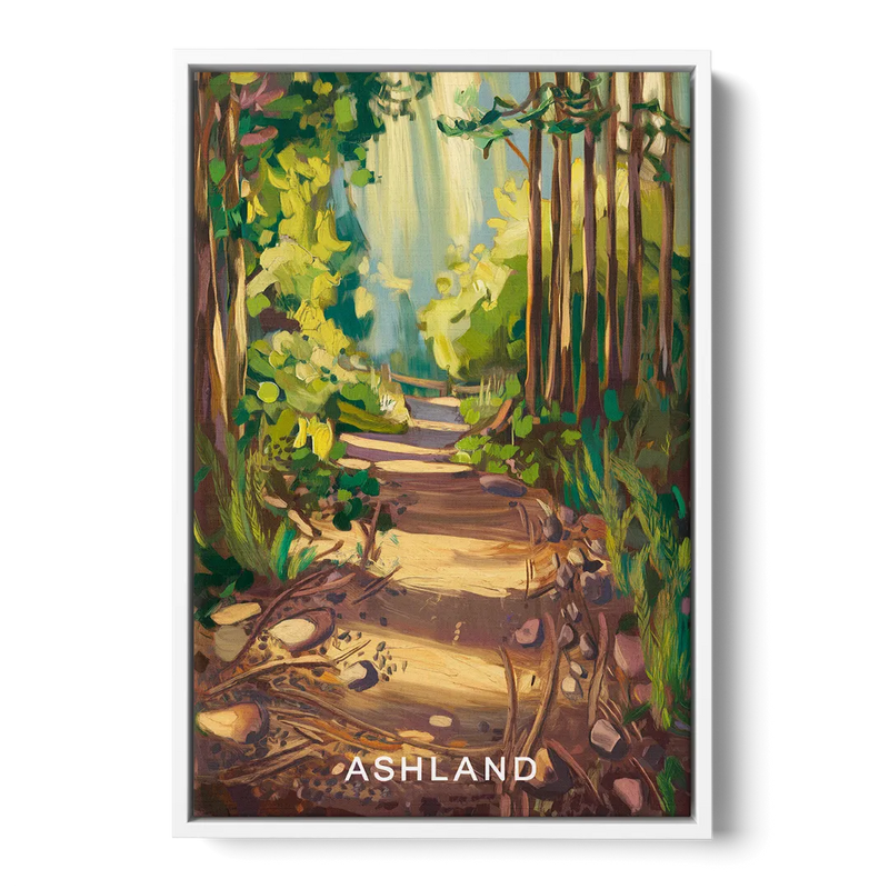 Ashland Hiking Paths Front - White Canvas Wall Art