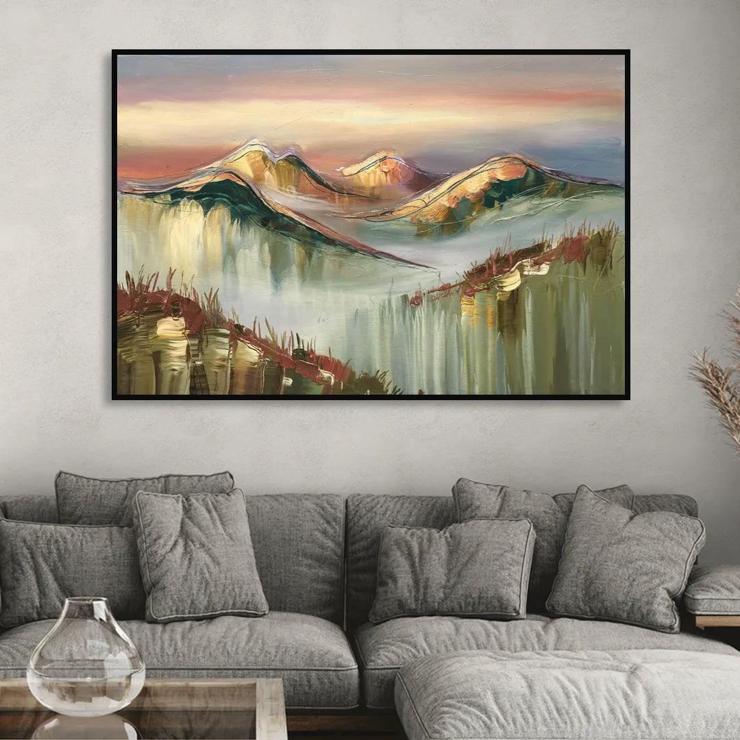 Ashland Mountain View Living Room - Black Canvas Wall Art