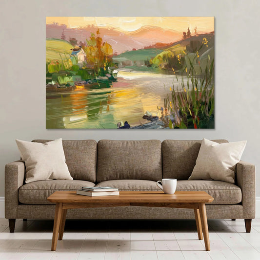 Ashland Riverfront Scene - Canvas Wall Art - Sofa - 60x40