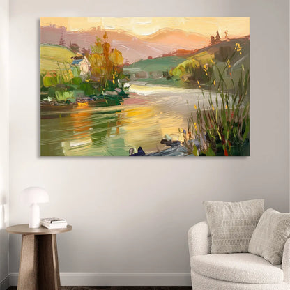 Ashland Riverfront Scene Living Room - Canvas Wall Art