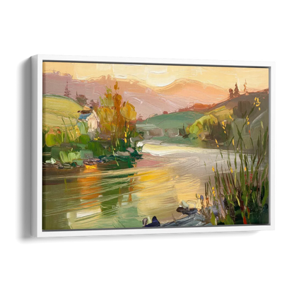 Ashland Riverfront Scene Side - White Canvas Wall Art