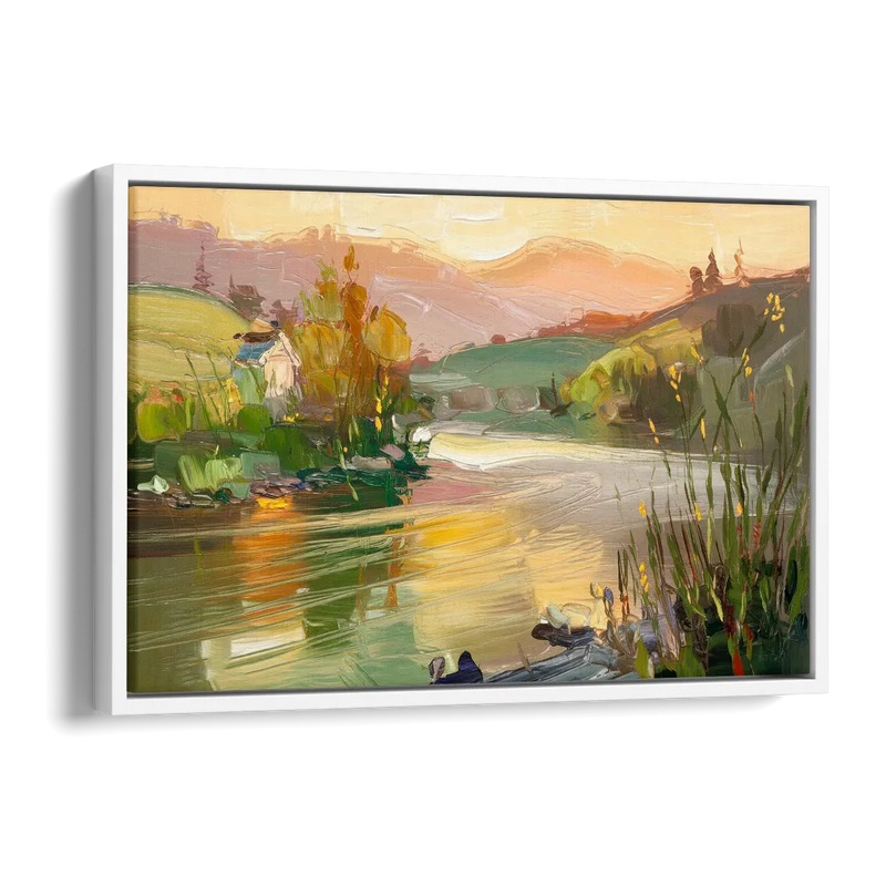 Ashland Riverfront Scene Side - White Canvas Wall Art