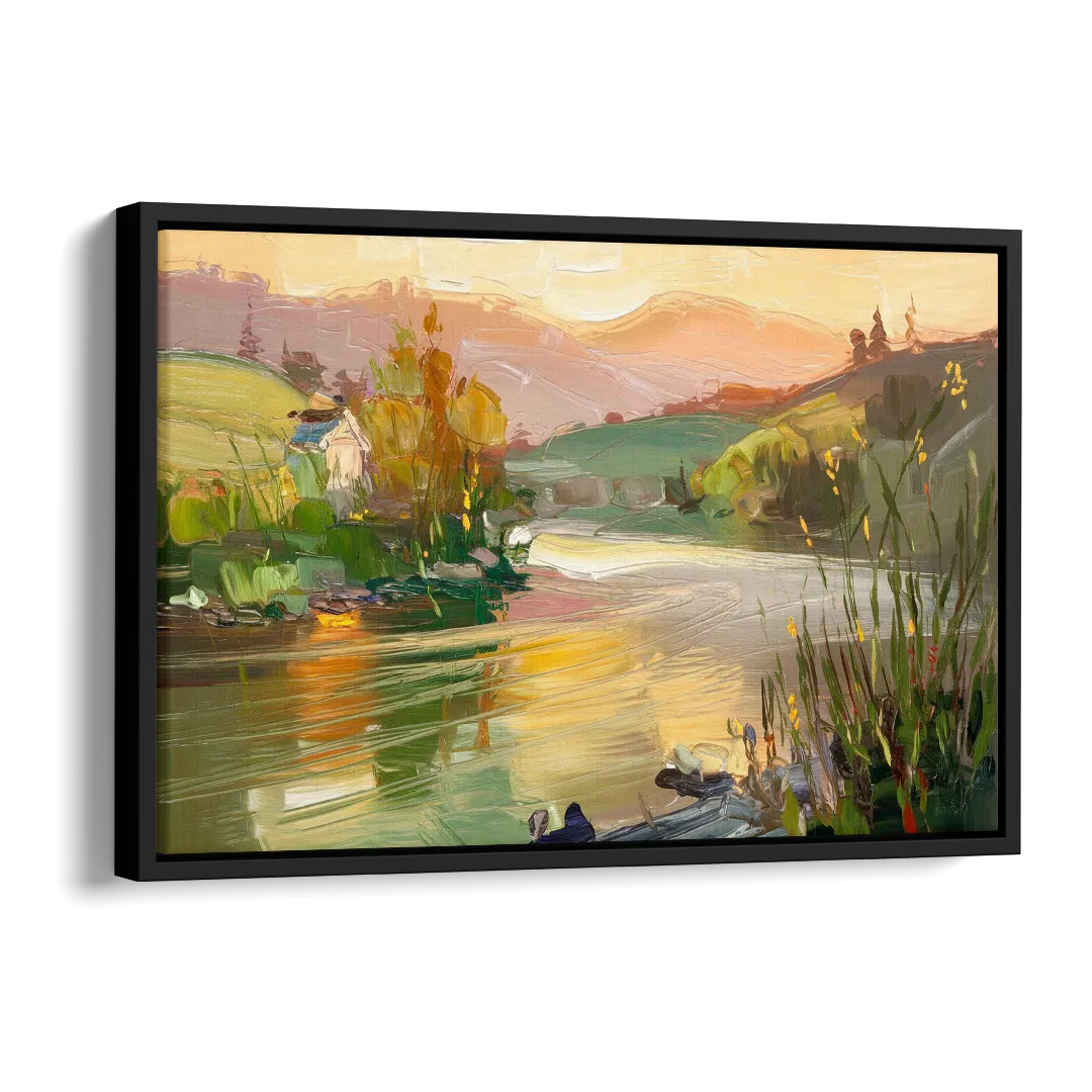 Ashland Riverfront Scene Side - Black Canvas Wall Art