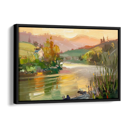 Ashland Riverfront Scene Side - Black Canvas Wall Art