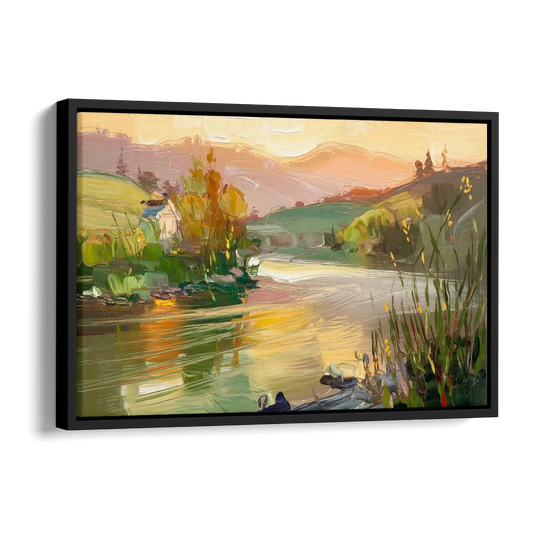 Ashland Riverfront Scene Side - Black Canvas Wall Art