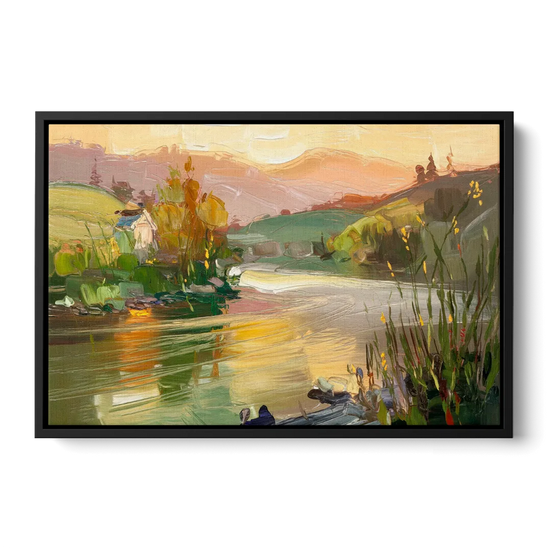 Ashland Riverfront Scene Front - Black Canvas Wall Art