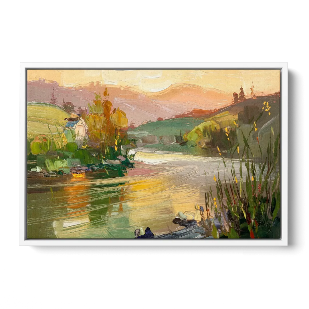 Ashland Riverfront Scene Front - White Canvas Wall Art