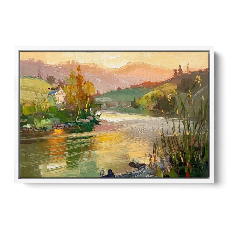 Ashland Riverfront Scene Front - White Canvas Wall Art
