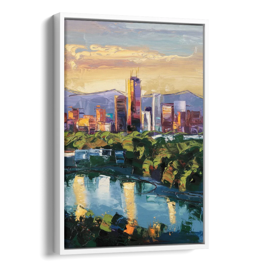 Ashland Skyline at Sunset Side - White Canvas Wall Art