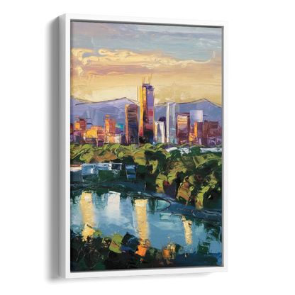 Ashland Skyline at Sunset Side - White Canvas Wall Art