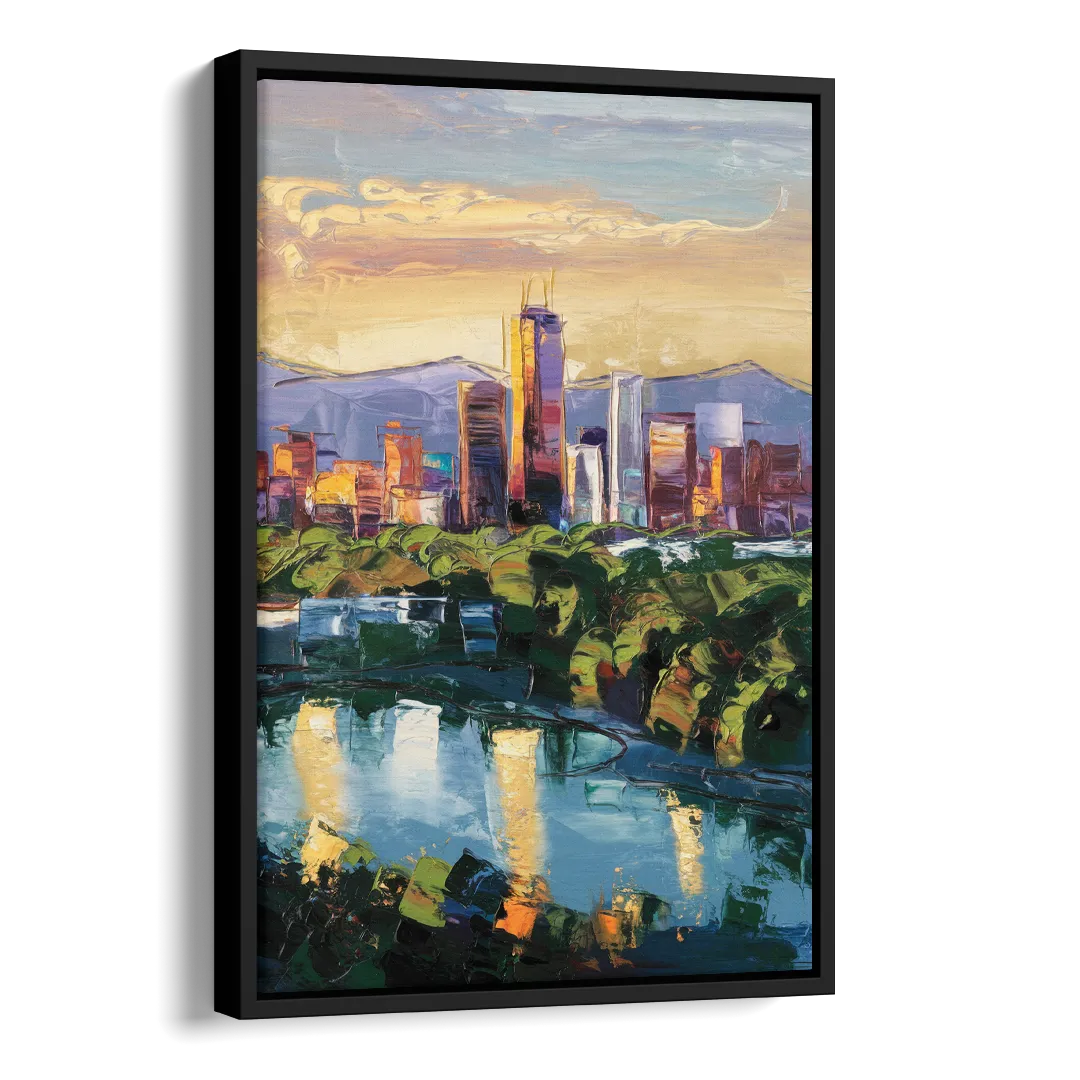 Ashland Skyline at Sunset Side - Black Canvas Wall Art