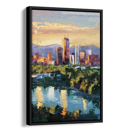 Ashland Skyline at Sunset Side - Black Canvas Wall Art