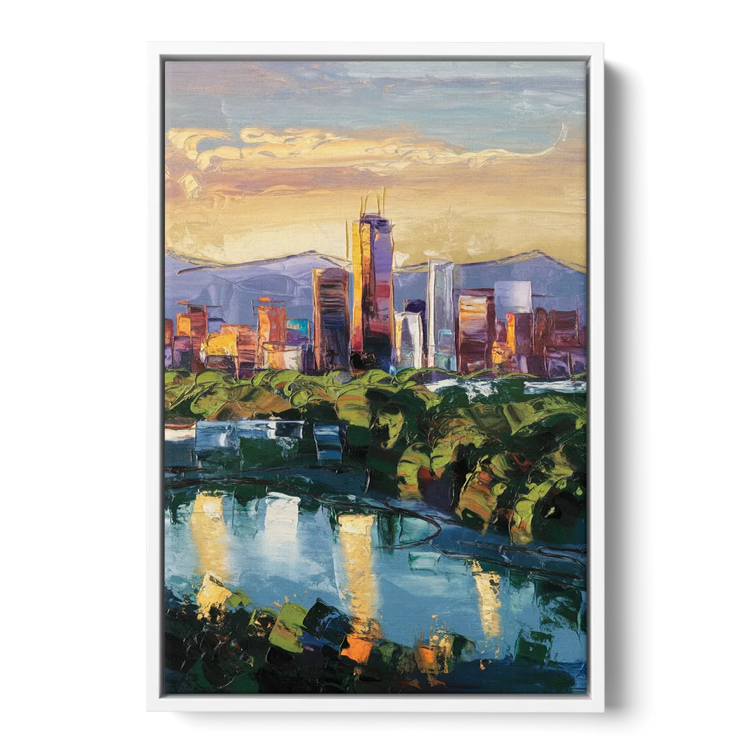 Ashland Skyline at Sunset Front - White Canvas Wall Art
