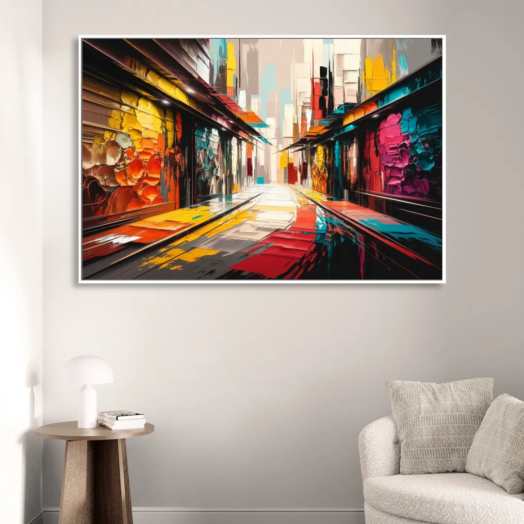 Ashland Street Art Vibes Sitting Room - White Canvas Wall Art