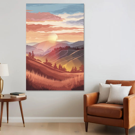 Ashland Sunrise Over Hills - Canvas Wall Art - Sofa - 40x60