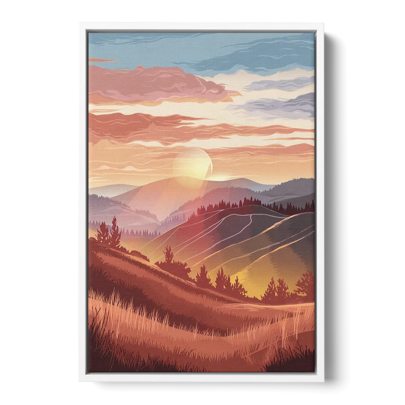 Ashland Sunrise Over Hills Front - White Canvas Wall Art