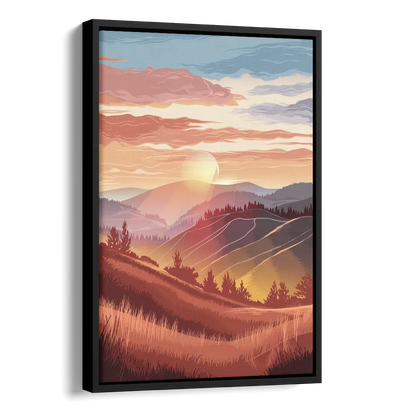 Ashland Sunrise Over Hills Side - Black Canvas Wall Art