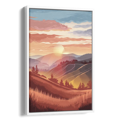 Ashland Sunrise Over Hills Side - White Canvas Wall Art