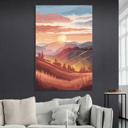 Ashland Sunrise Over Hills Living Room - Canvas Wall Art