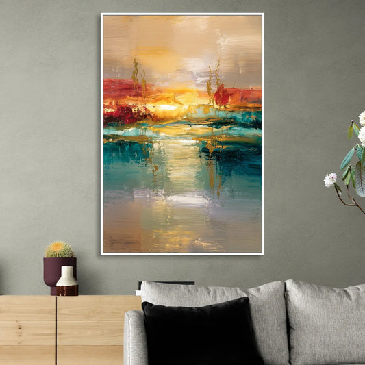 Ashland Sunset Horizon Living Room - White Canvas Wall Art