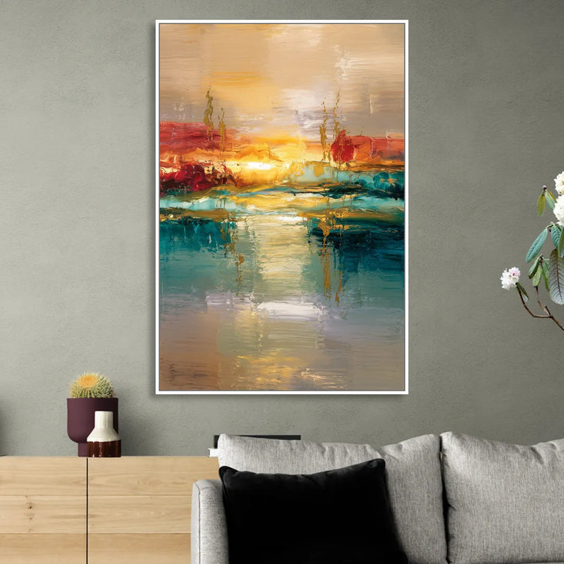 Ashland Sunset Horizon Living Room - White Canvas Wall Art