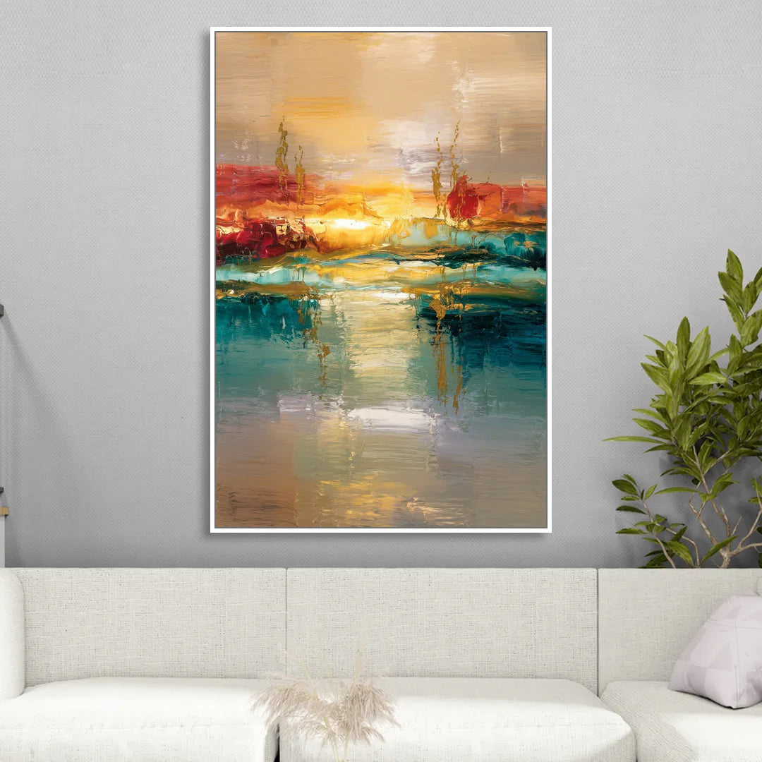 Ashland Sunset Horizon Sitting Room - White Canvas Wall Art