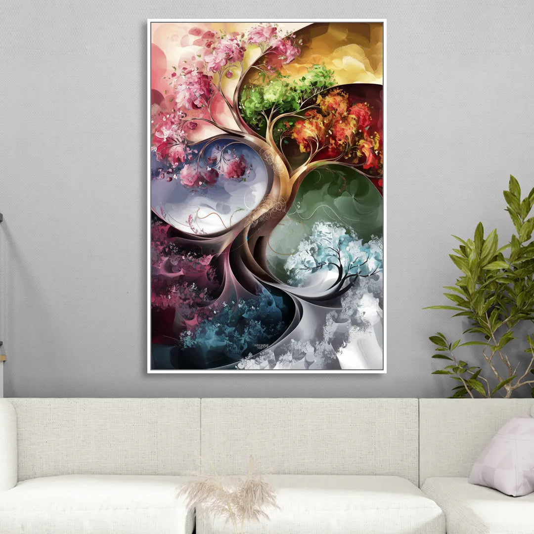 Ashland Vibrant Seasons Living Room - White Canvas Wall Art