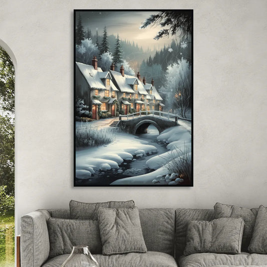 Ashland Winter Wonderland Living Room - Black Canvas Wall Art