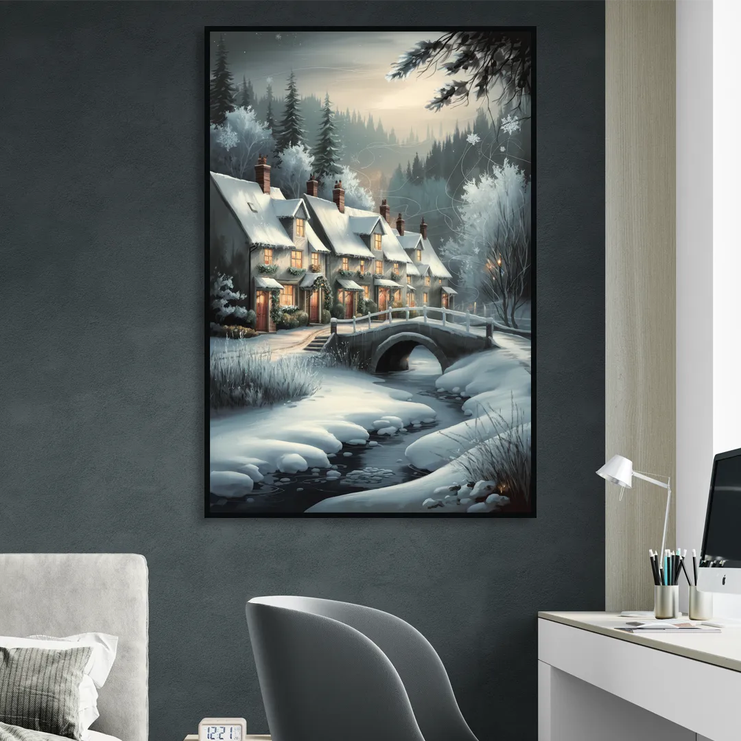 Ashland Winter Wonderland Sitting Room - Black Canvas Wall Art