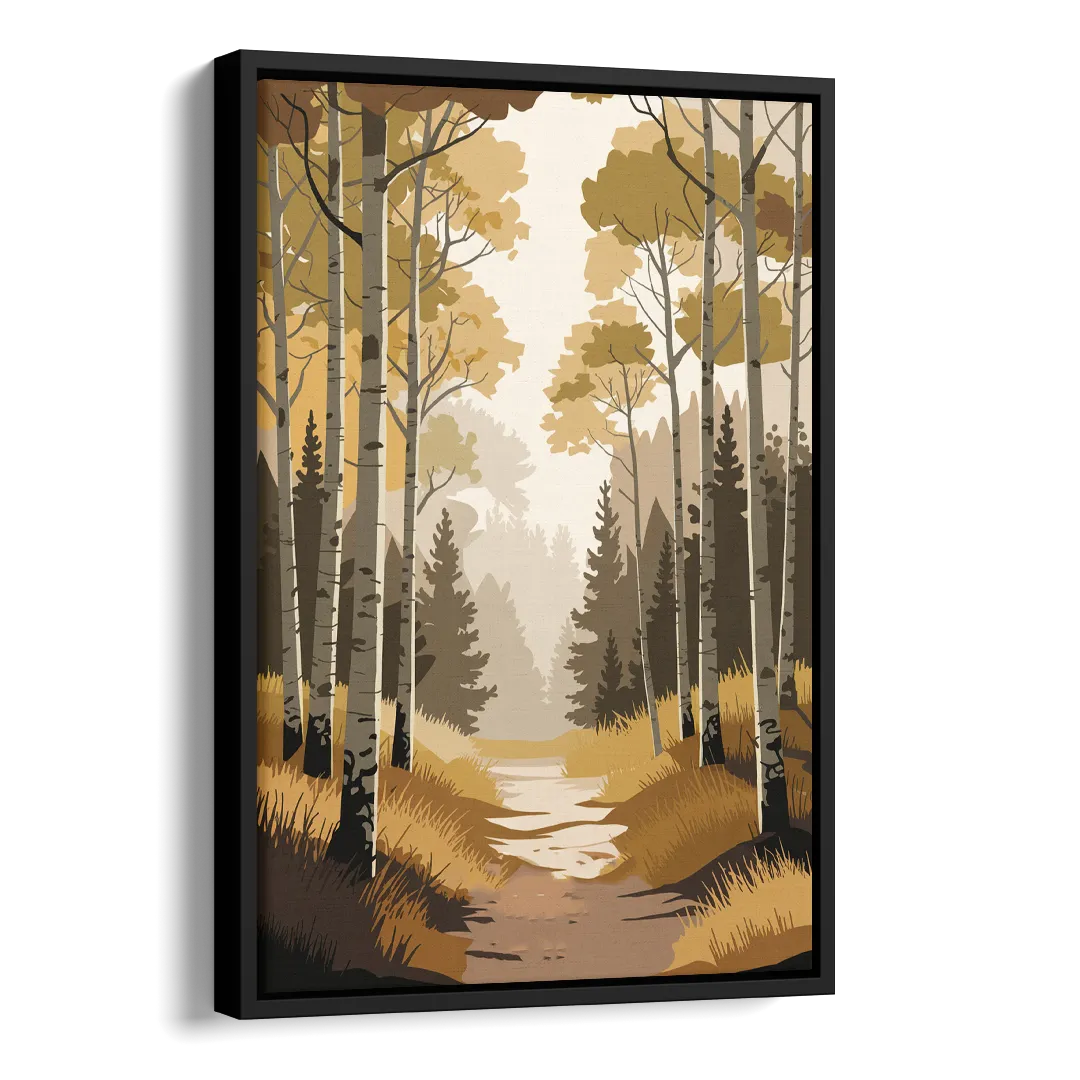 Aspen Dreamy Forest Side - Black Canvas Wall Art