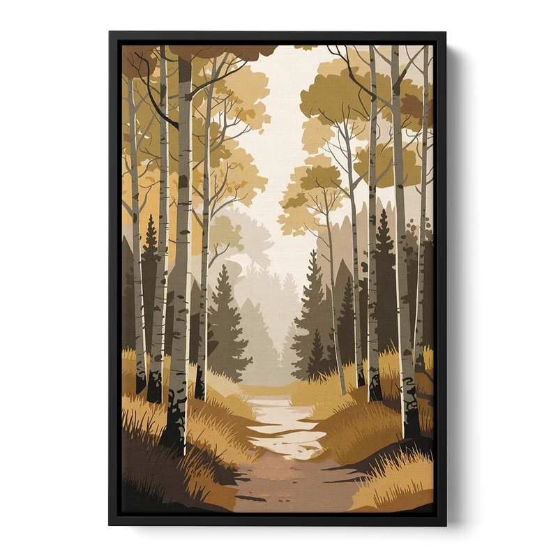 Aspen Dreamy Forest Front - Black Canvas Wall Art