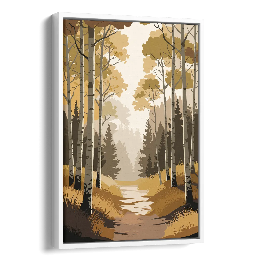 Aspen Dreamy Forest Side - White Canvas Wall Art