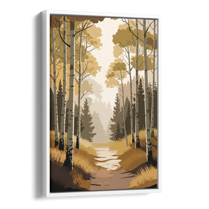 Aspen Dreamy Forest Side - White Canvas Wall Art