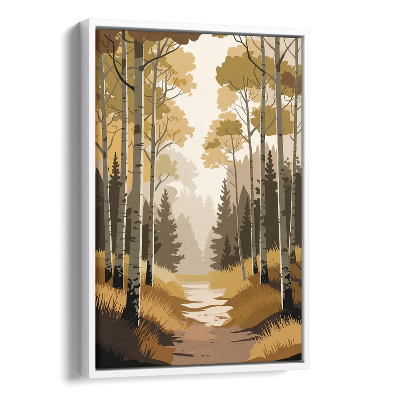 Aspen Dreamy Forest Side - White Canvas Wall Art