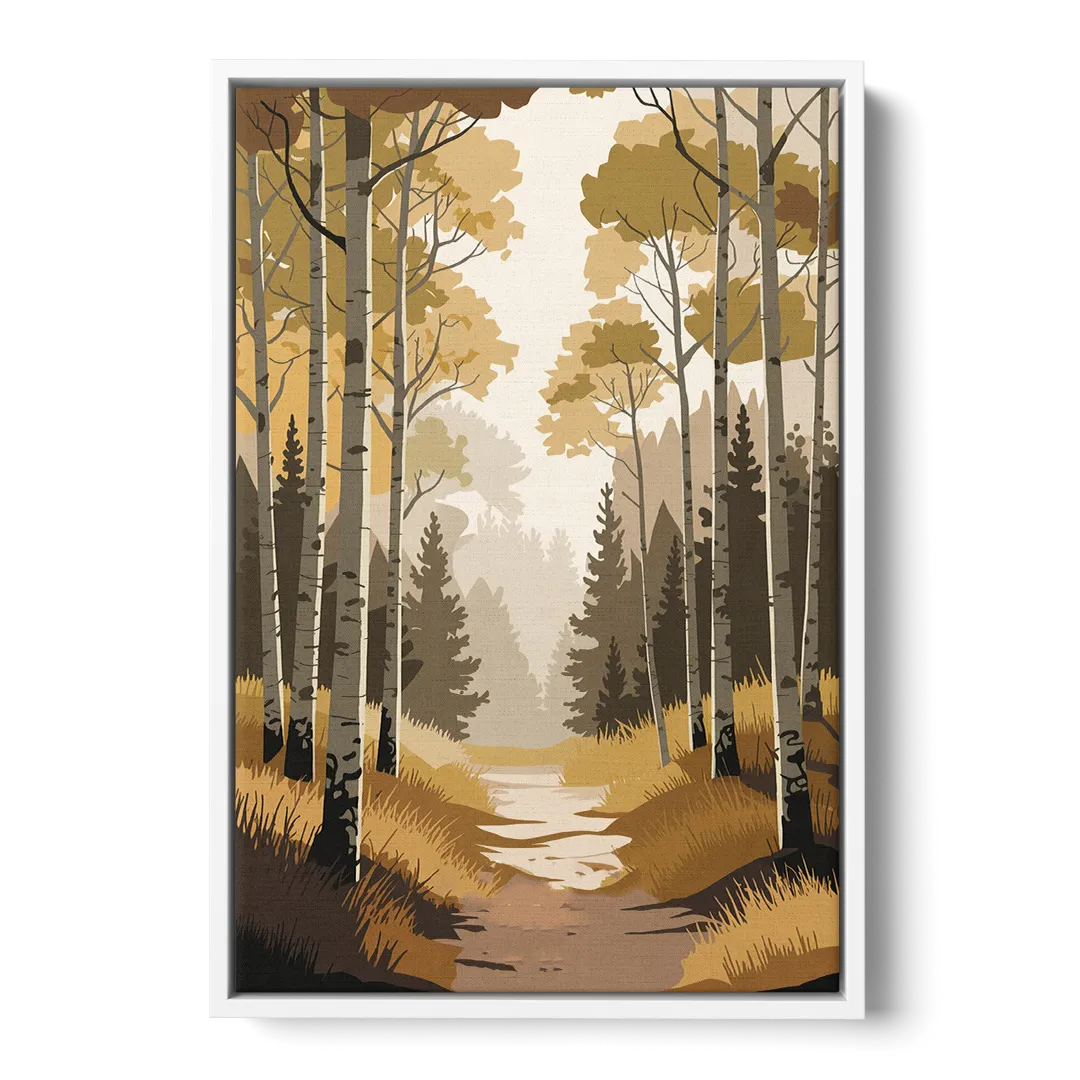 Aspen Dreamy Forest Front - White Canvas Wall Art