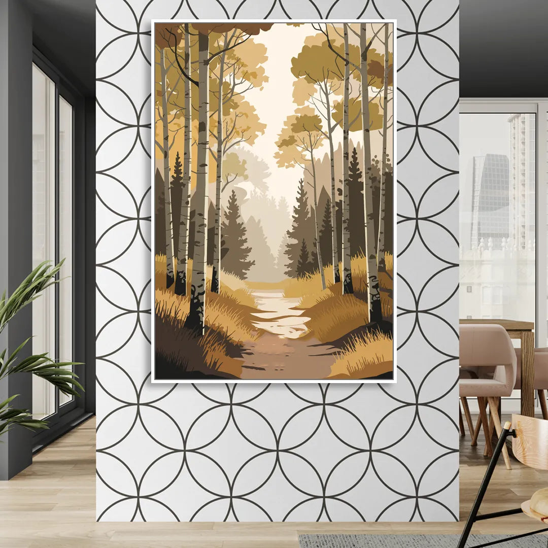 Aspen Dreamy Forest Sitting Room - White Canvas Wall Art