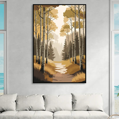 Aspen Dreamy Forest Sitting Room - Black Canvas Wall Art