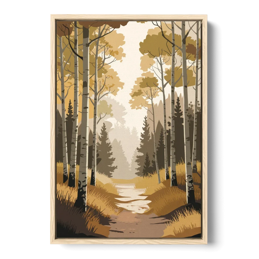 Aspen Dreamy Forest - Oak Framed Canvas Wall Art - Front