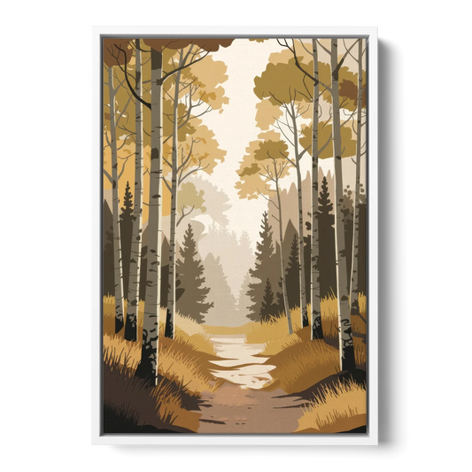 Aspen Dreamy Forest - White Framed Canvas Wall Art - Front