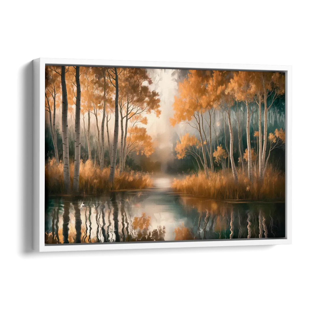 Aspen Forest Reflections Side - White Canvas Wall Art