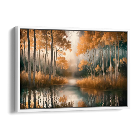 Aspen Forest Reflections Side - White Canvas Wall Art