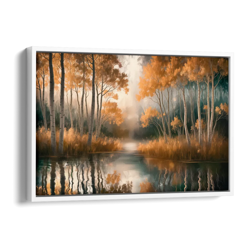 Aspen Forest Reflections Side - White Canvas Wall Art
