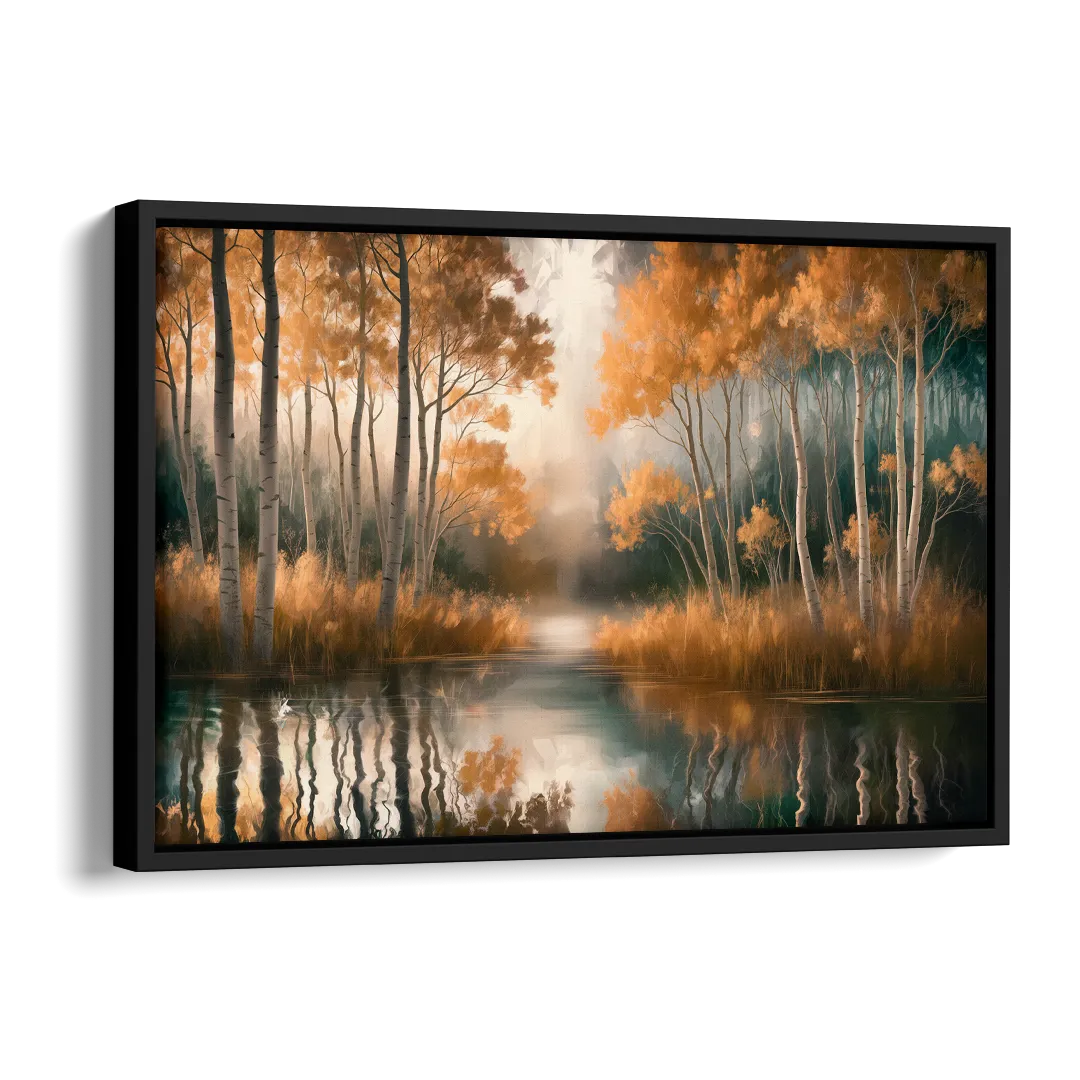 Aspen Forest Reflections Side - Black Canvas Wall Art