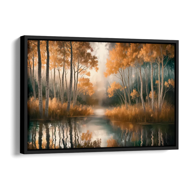 Aspen Forest Reflections Side - Black Canvas Wall Art