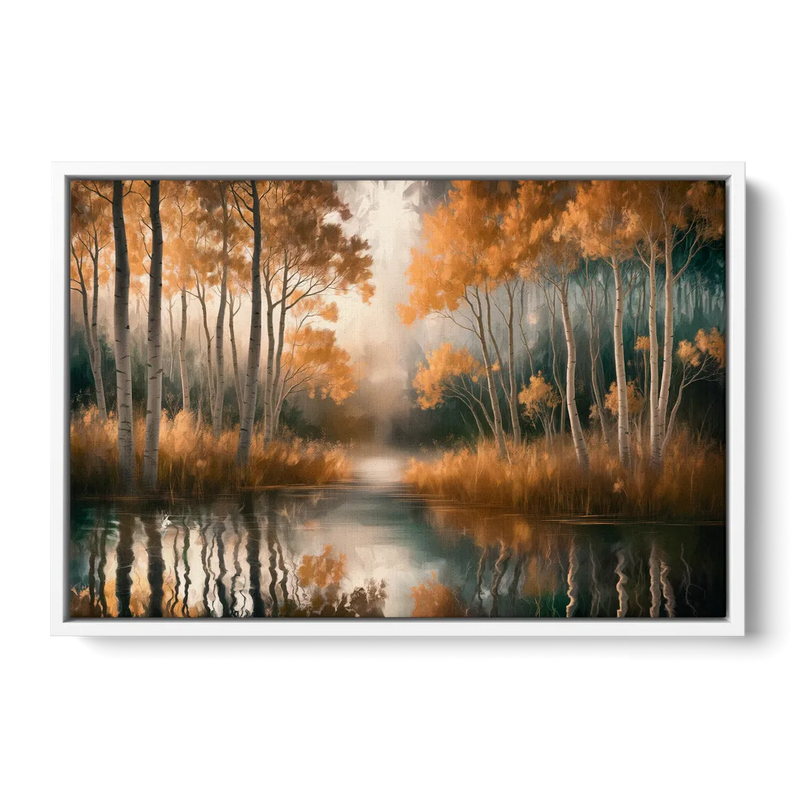Aspen Forest Reflections Front - White Canvas Wall Art